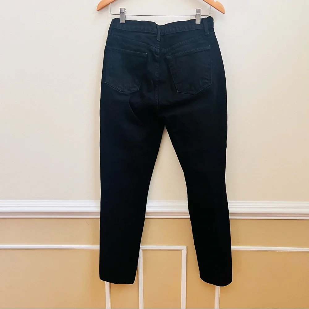 Reformation SAMPLE Julia High Cigarette Jeans Black Destroyed with Knee Patch